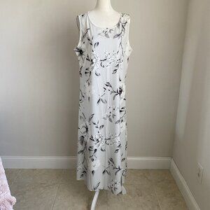NWT Womens XL XLarge Light Gray Floral Sleeveless Maxi Dress